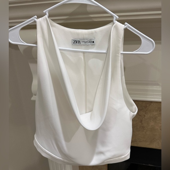 Three medium tops — 2 cropped (Zara & Banana Republic) & 1 bodysuit (Dillards) - Picture 7 of 15